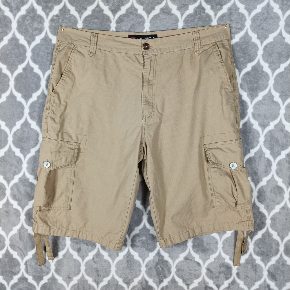 Southpole Cargo Shorts Mens 38 Tan Ripstop Baggy Y2K Utility Streetwear Khaki